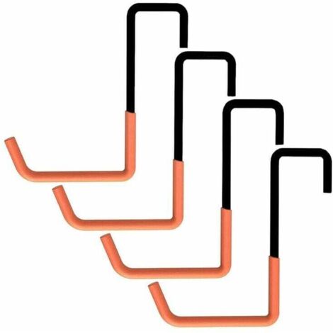 Hochleistungs-chevron-haken, Xl-s-haken, Leiterfahrradträger, Garagenorganizer, Vinylbeschichtung, Orange, 4er-set