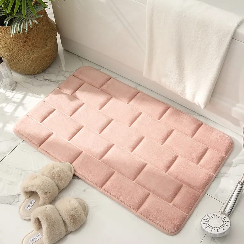 Rutschfeste Duschmatte Aus Memory-schaum, Saugfähig Und Waschbar, Badezimmerfliesen, Badteppich 50x80 Cm (rosa)