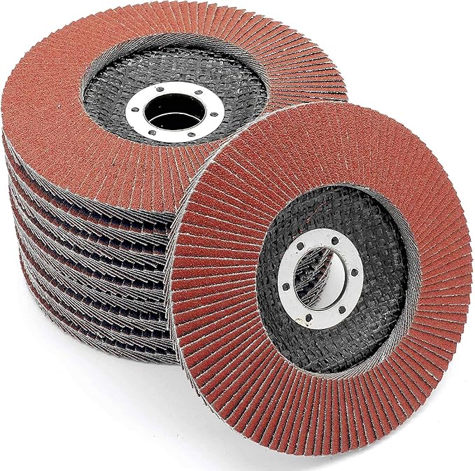 Rote Schleifscheibenschale │ Packung Mit 10 Schleifscheiben, Ø 125 Mm Bohrung, 22 Mm Durchmesser │ Körnung 40/60/80/120 │ Edelstahl │ Polierscheibe