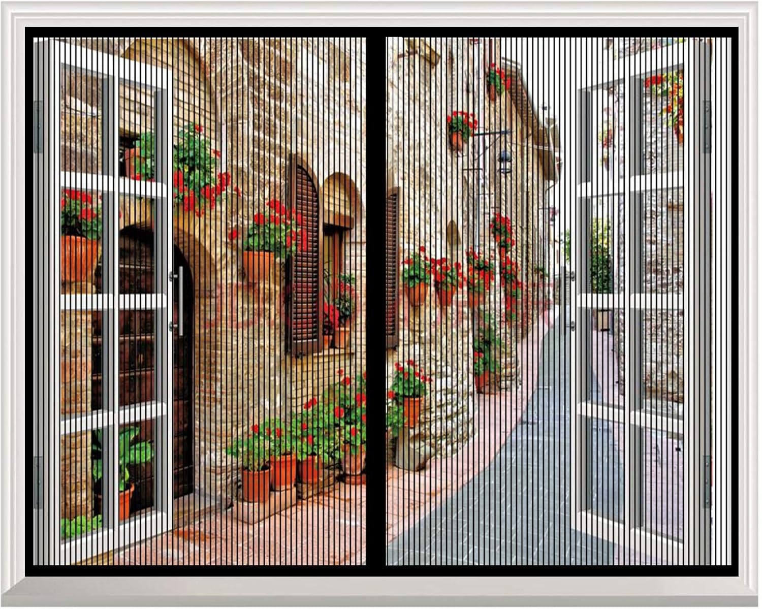 Moustiquaire Fenêtre Magnétique, Automatiquementfermé, Moustiquaire Porte Sans Percer Pour Couloirs, Noir, (47x47inch)120x120cm