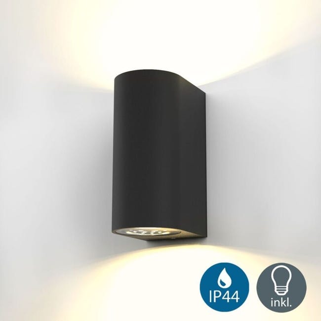 Applique Murale Led Moderne Noire Pour Intérieur Et Extérieur, Spot Mural Gu10, 2 Spots, 400 Lm Chacun, Ip44, 2 X 5 W (référence Produit : 95197363 Offre : Lehuamwj196)