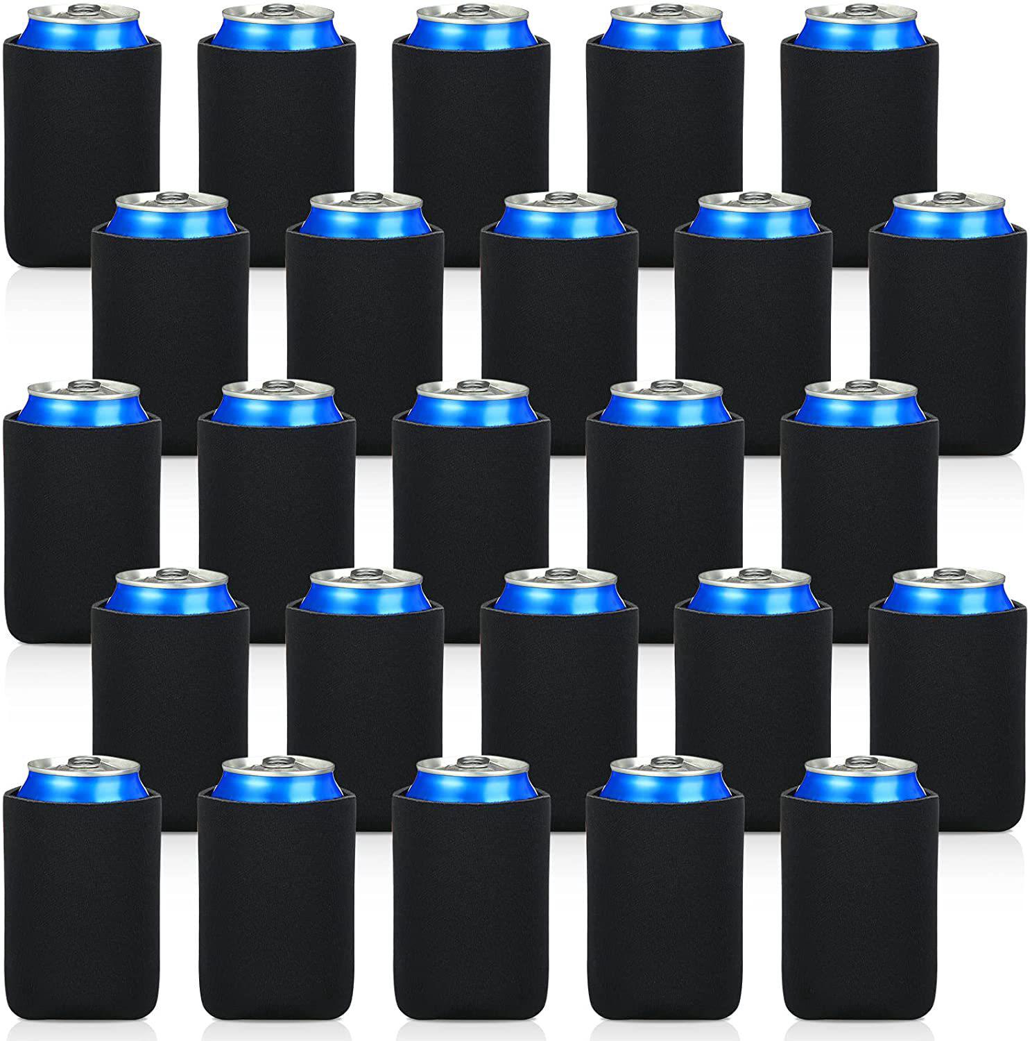 Lot De 25 Manchons Isothermes Standard De 355 Ml, Antidérapants, Pour Canettes, Bouteilles Et Gobelets. Bande À Ressort Résistante Pour Bière, Soda, Glace, 355 Ml Et Plus, Noir.