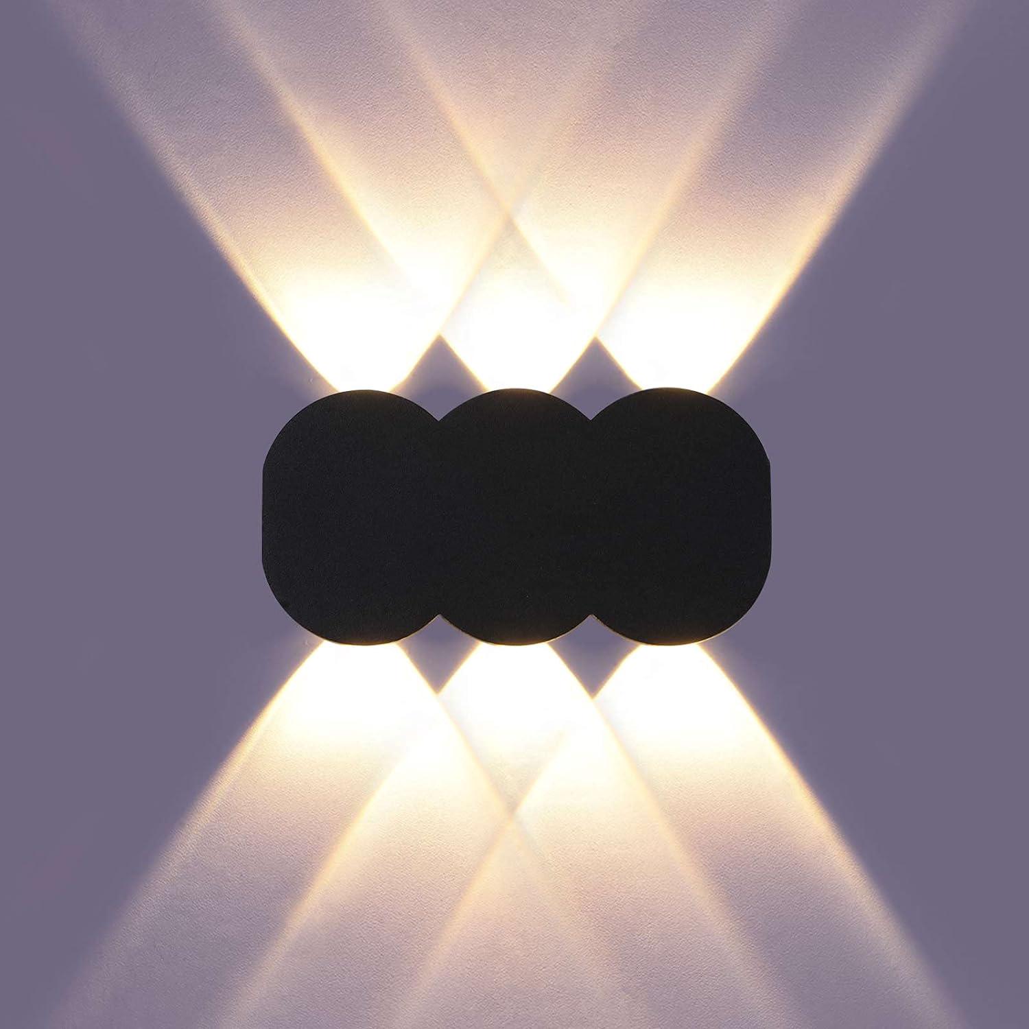 Applique Murale Intérieure Moderne Led 6 W, Spot Rectangulaire À Éclairage Direct Vers Le Haut Et Vers Le Bas, En Aluminium, Lumière Blanc Chaud 3000 K, Noire.