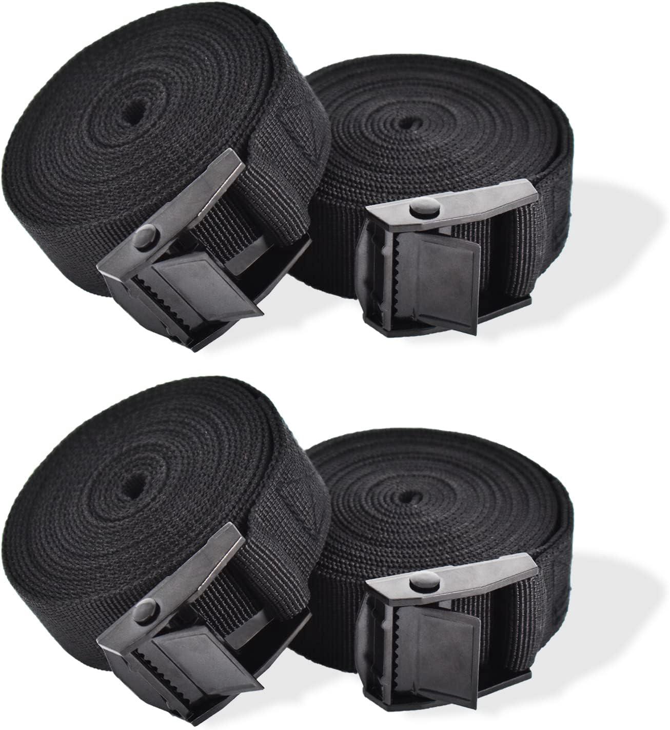 4 Sangles D'Arrimage De 3 M Avec Pince De Serrage, Sangle De 25 Mm, Sangle Noire Pour Vélo, Sangle À Cliquet Avec Pince De Serrage, Sangle Pour Remorque De Moto