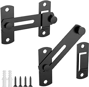 Lot De 2 Verrous De Porte, Porte De Rangement, Chatière, Salle De Bain, Extérieur, Garage, Grange, Fenêtre À 90° [noir]
