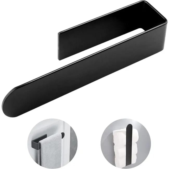 Porte-serviettes Mural Adhésif Sans Perçage, Porte-torchons Auto-adhésif En Acier Inoxydable Pour Cuisine Et Salle De Bain (noir 37 Cm)