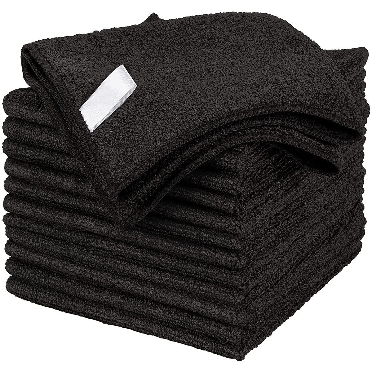 Lot De 12 Lingettes Détachantes Pour La Cuisine, En Microfibre Absorbante Et Antiadhésive - Noir