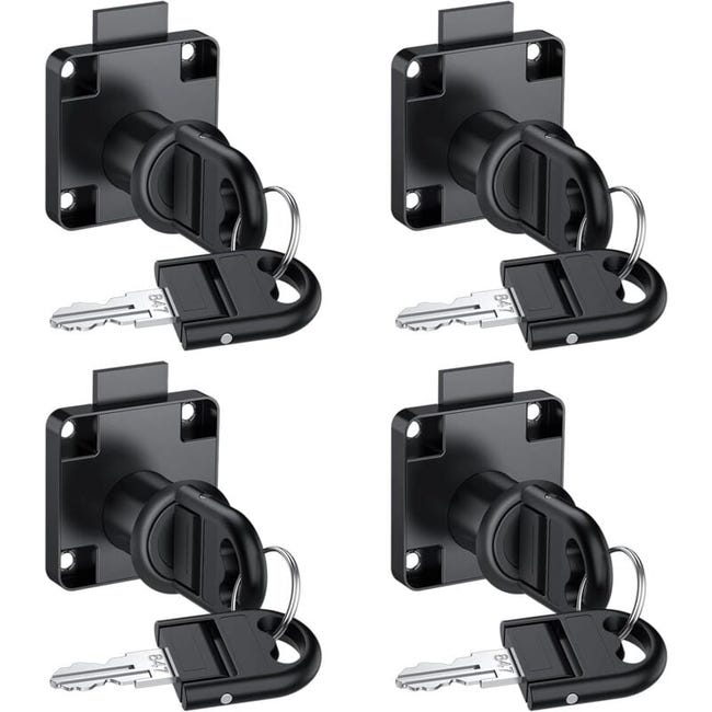 Ensemble De 4 Serrures À Came Avec Clés Assorties, Serrure De Sécurité Pour Armoire, Noir (ugs Produit : 96260871 Ugs Offre : Lehua25.5.23-13)