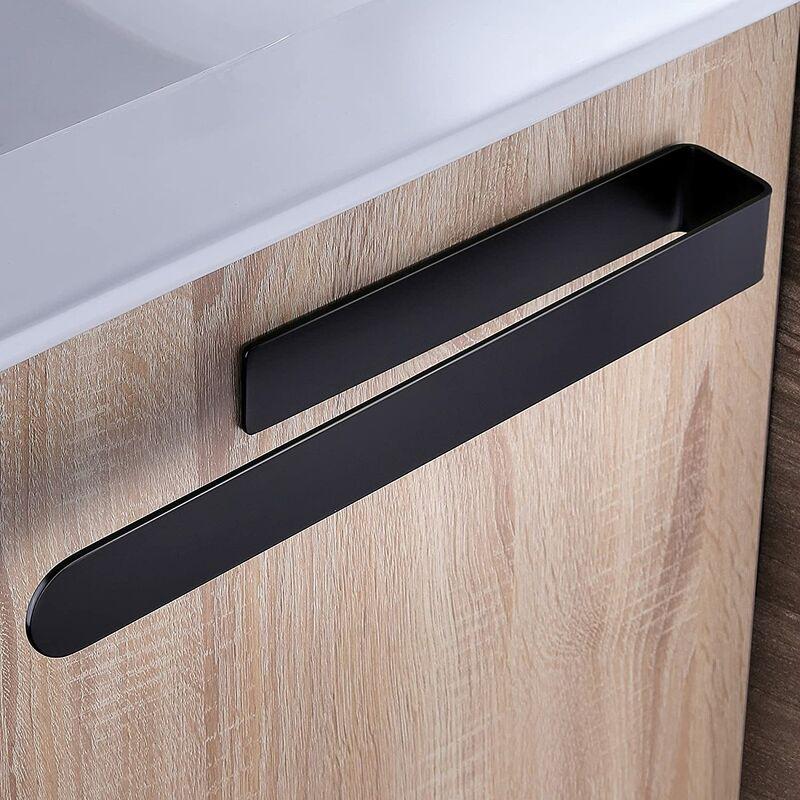 37cm Porte Serviette Salle De Bain Noir Barre De Serviette En Acier Inoxydable Porte-serviette Adhesif