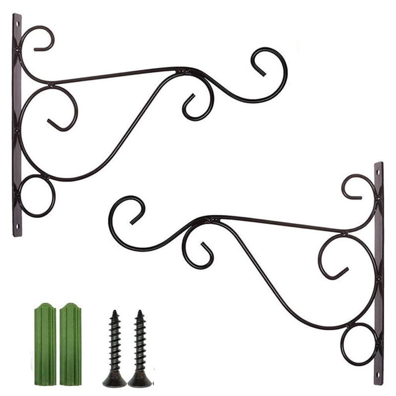 2 Pcs Crochet- Noir Suspension Plante Intérieur Et Exterieur Accroche Plante Murale Pour Jardin Balcon