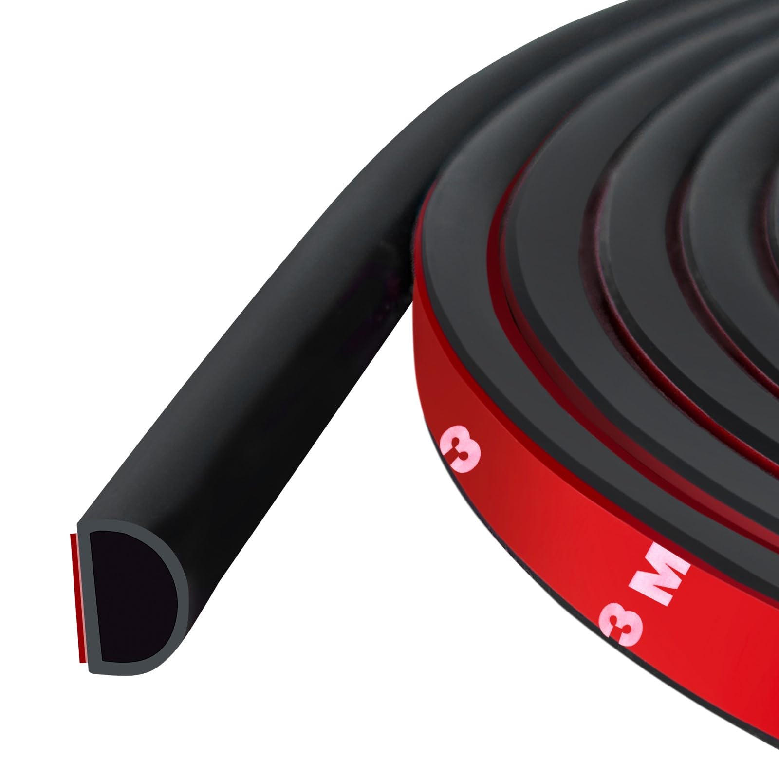 Joint De Porte Autocollant En Silicone En Forme De D Pour Cadre De Porte/fenêtre, Noir (14 Mm De Large X 12 Mm De Haut), Longueur 6 M
