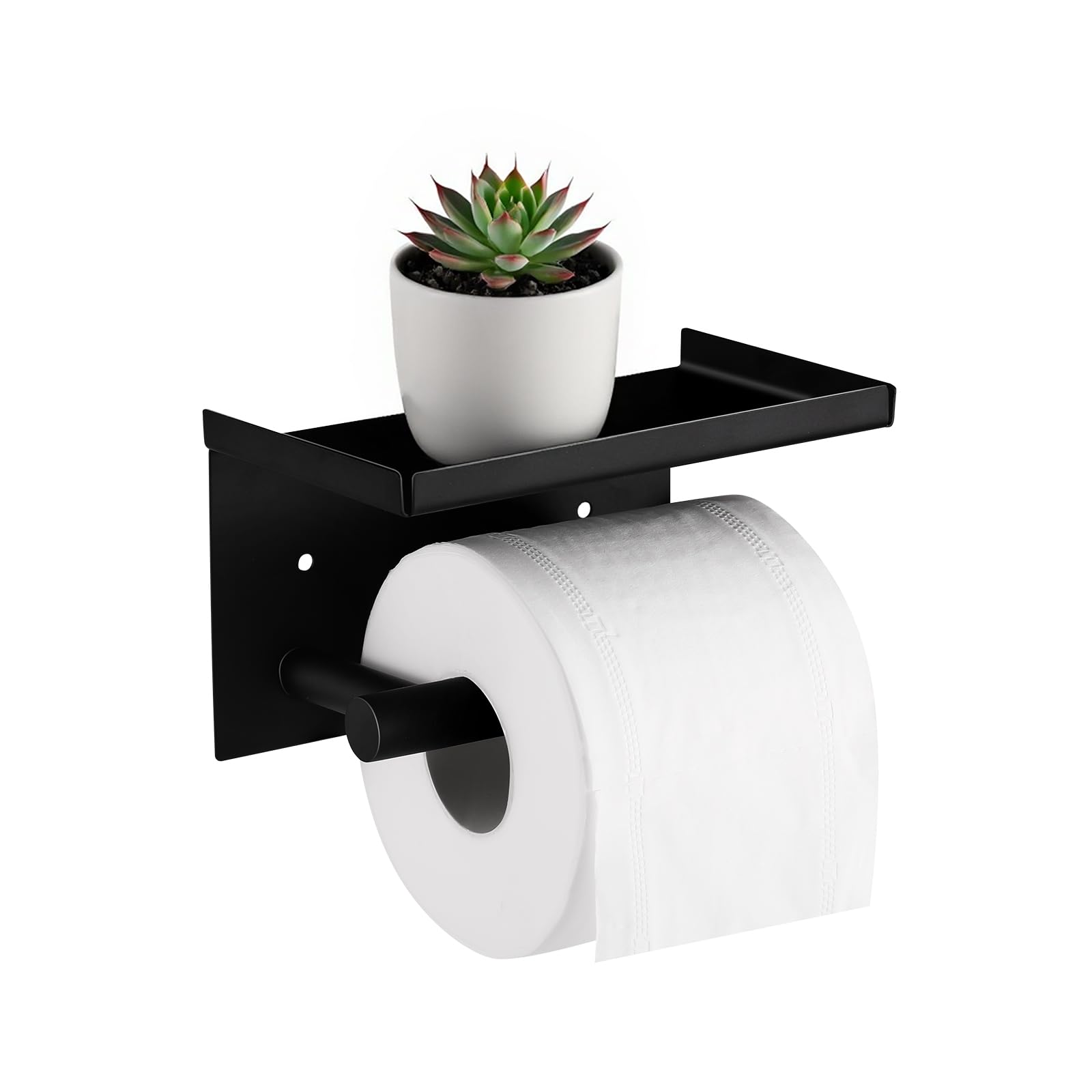 Porte Rouleau Toilette Mural Noir - Support Pour Papier Hygiénique Salle De Bain Et Camping-car - Acier Inoxydable Résistant