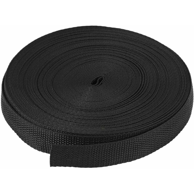 25mmx20m Rouleau Sangle De En Nylon Pour Sangle Sac Sangle Ceinture Faisant Bricolage Artisanat - Noir