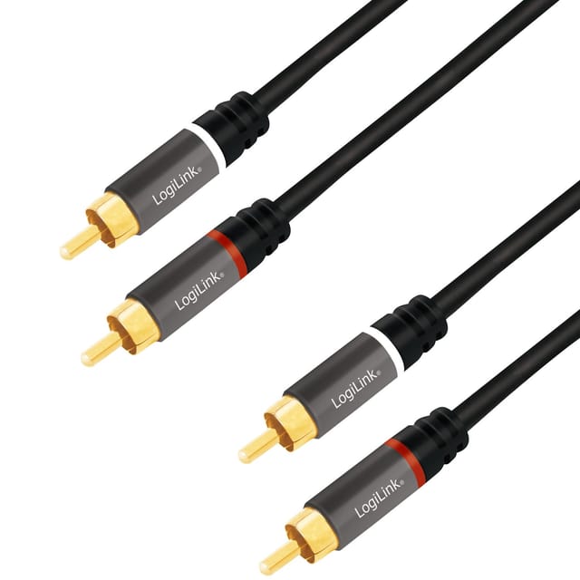 LOGILINK CA1203 - Cinch Kabel, 2x Cinch Stecker auf 2x Cinch Stecker, Metall, 1,5