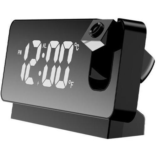 Reveil Projecteur Plafond Reveil Projection 180â° Horloge Numã©rique Pour Chambre, Bureau - Le Noir -