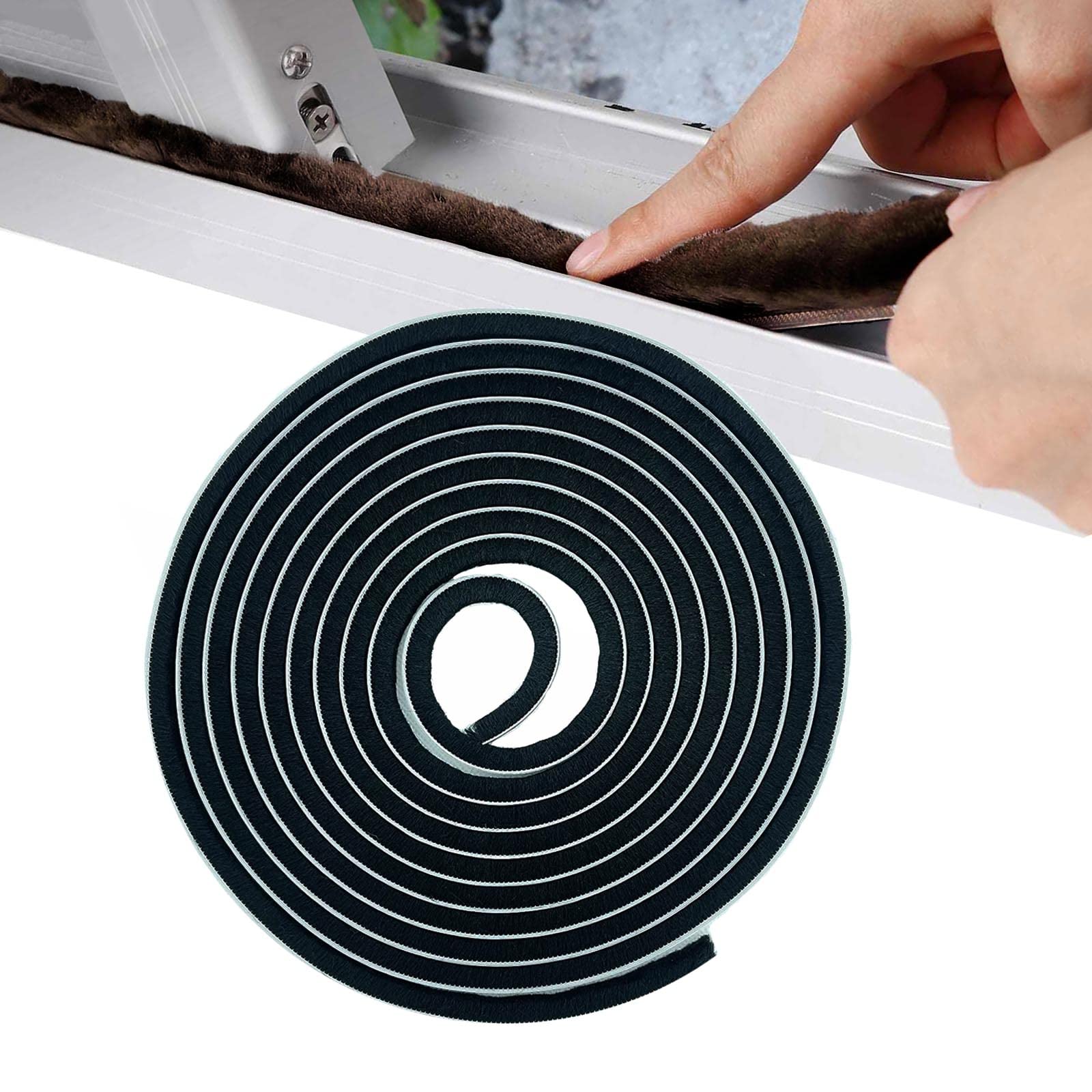 Joint Brosse Pour Porte, 10 M (l) X 9 Mm (l) X 5 Mm (p), Noir - Joint D'Isolation Phonique Pour Porte Et Fenêtre, Adhésif, Pour Porte Coulissante Et Moustiquaire