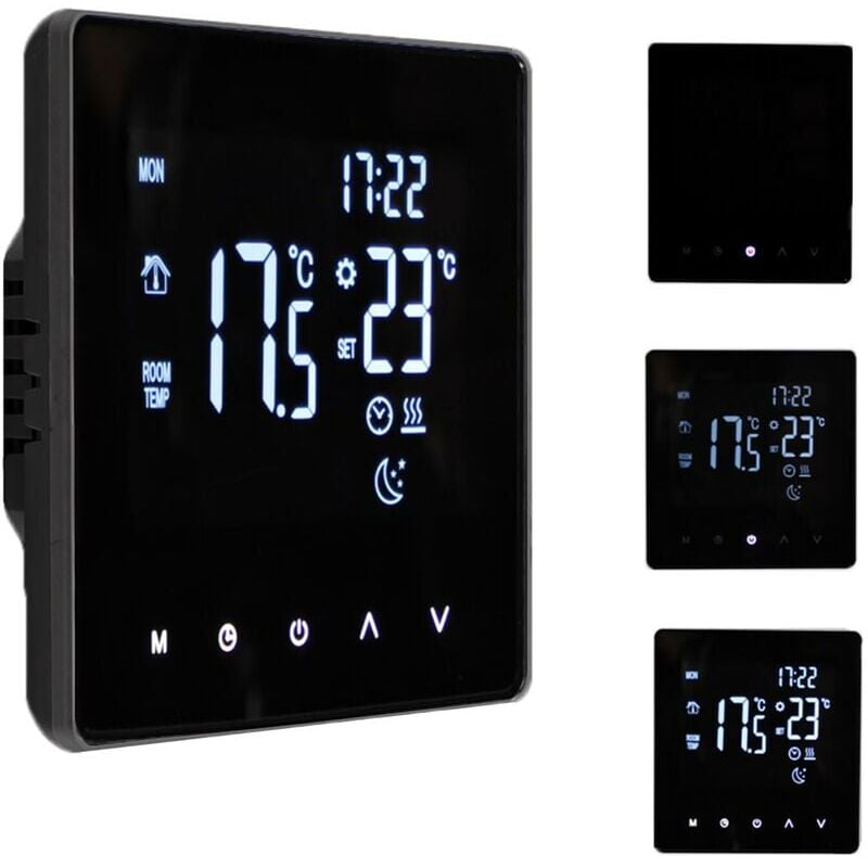 Thermostat Intelligent Régulateur De Température Pour Chauffage Électrique Écran Lcd Écran Tactile Semaine Programmable Thermostats De Chauffage Au Sol Pour Bureau À Domicile École Hôtel - Noir