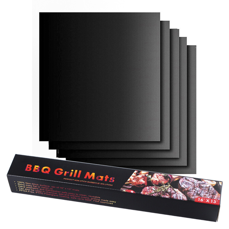 Tapis De Cuisson Pour Barbecue, Feuilles De Barbecue Réutilisables D'Extérieur, Tapis De Cuisson Pour Plancha De Barbecue À Gaz, Weber, Barbecue Au Charbon De Bois, Noir