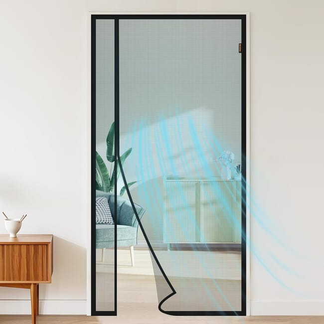 Rideau De Porte Magnétique À Ouverture Latérale, Avec Aimant Puissant, Adapté Aux Portes, Noir (120240cm) (sku Produit : 95823954 Sku Offre : Leha25.4.23-33)