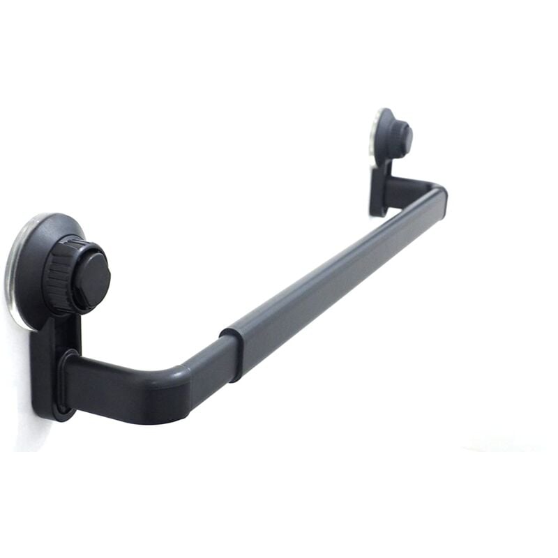 Porte Serviettes Salle De Bains, Noir Barres Porte Serviettes Mural Adhesif Pour Douche Et Cuisine, Prévu Barres Porte Avec Crochet (52- 82cm)