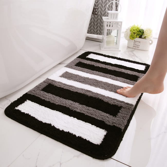 Rutschfeste Bodenmatte Für Küche Und Bad, Weich Und Komfortabel, Saugfähige Mikrofaser-duschmatte, Schnelltrocknend, 60 X 90 Cm, Schwarz