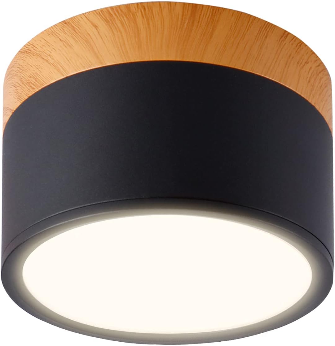 Runde Led-deckenleuchte Zur Aufputzmontage, Schwarz, 12 W, 110 Mm, 230 V, Aluminium, Warm- Und Kaltlicht (3000 K) Für Flur, Schlafzimmer, Esszimmer, Küche, Wohnzimmer – Groofoo