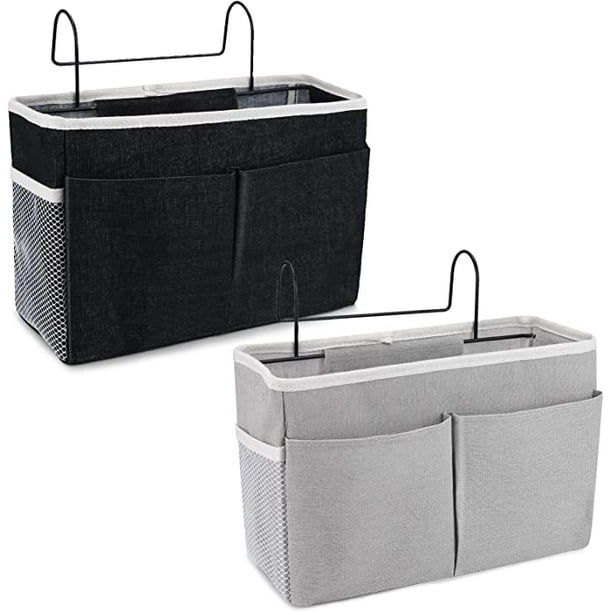 2-teiliger Nachttisch-organizer Mit Hängetaschen, Wasserdichter Wandtasche Mit 3 Fächern Für Hochbettvorhänge (schwarz Und Grau)
