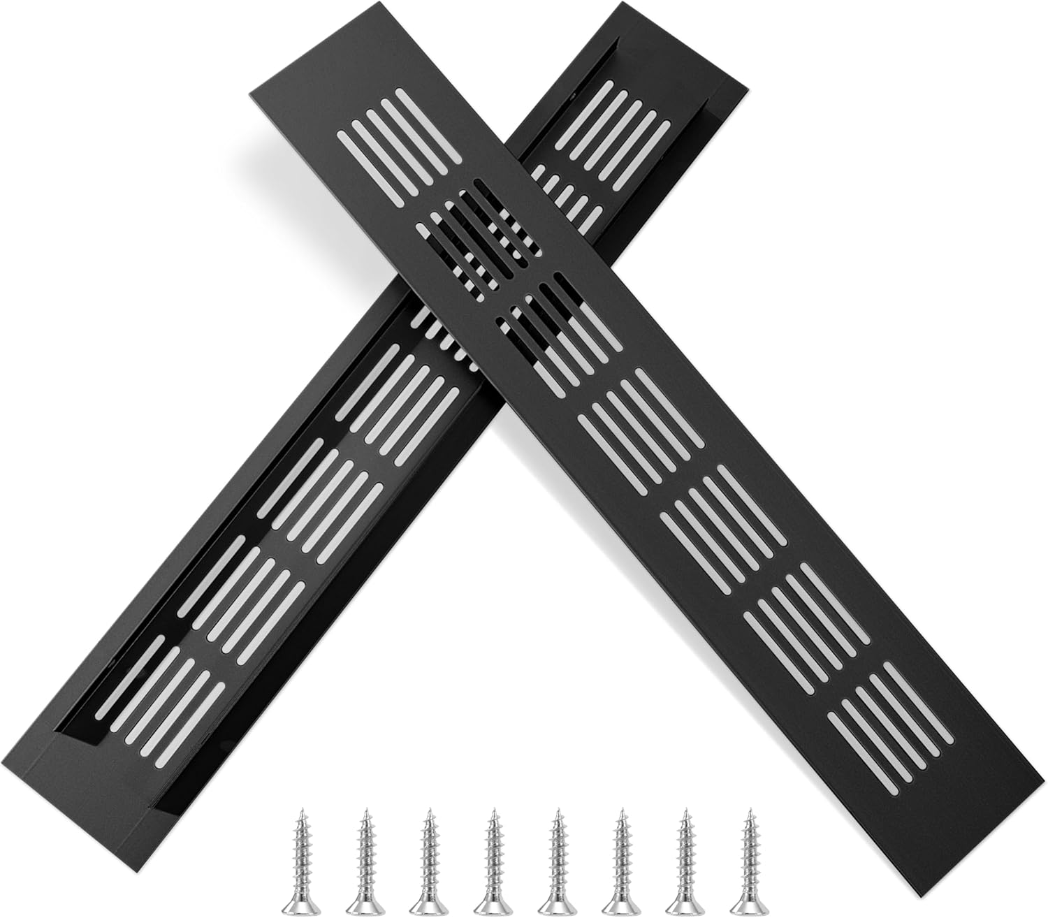 Rechteckiges Schwarzes Aluminium-lüftungsgitter, Wandlüftung Mit Schrauben, Für Kleiderschrank Und Schlafzimmer, 30 X 5 Cm, 2er-pack.