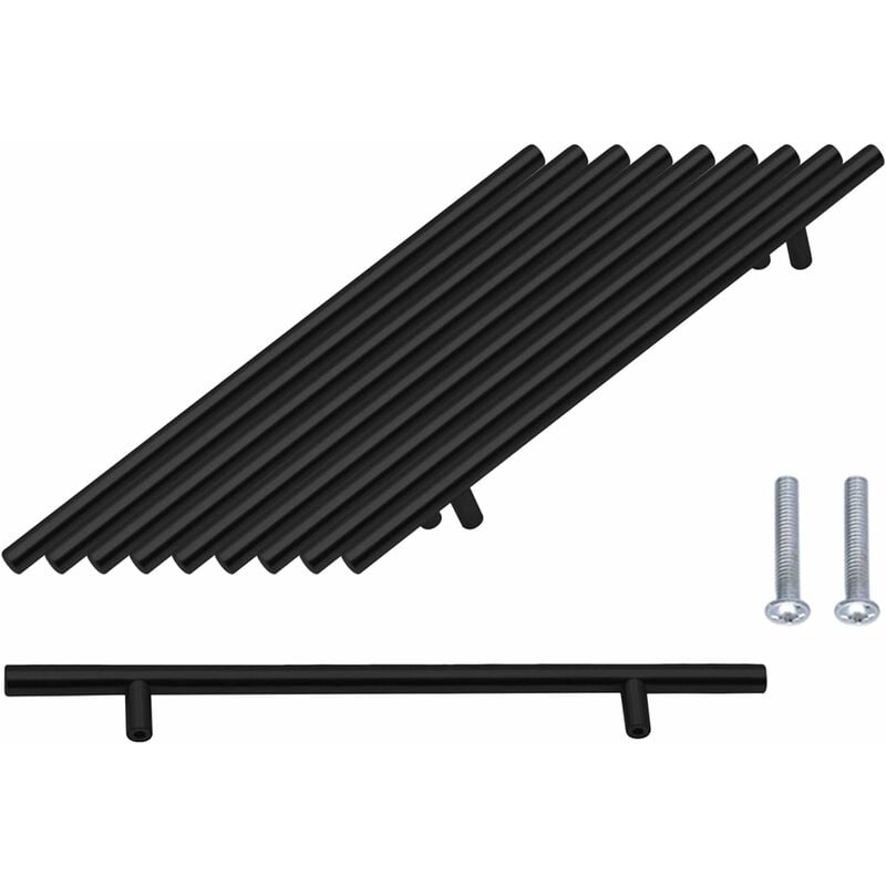 Packung Mit 10 Schwarzen 192 Mm Edelstahl-türgriffen, Griffen Für Möbel Und Schränke Inklusive Schrauben
