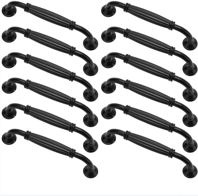 Paar 12 Antike Europäische Möbelgriffe, Schubladenknöpfe Für Küche Und Schlafzimmer, 96 Mm Lochabstand, Schwarze Oberfläche
