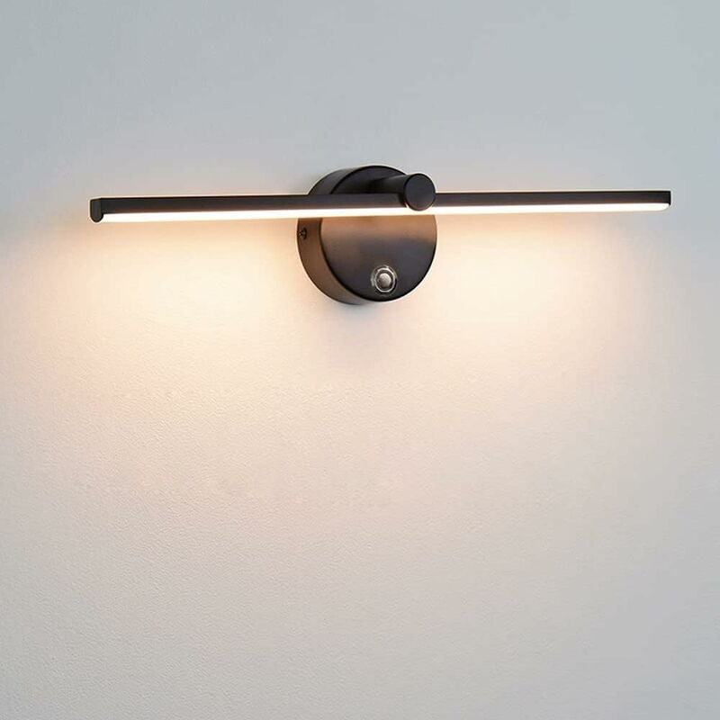 Dimmbare Led-spiegelleuchte Mit Schalter, 300° Drehbare Badezimmer-wandleuchte, 5 W, 4000 K, Waschtisch-/waschbeckenbeleuchtung, 41 Cm, Schwarz