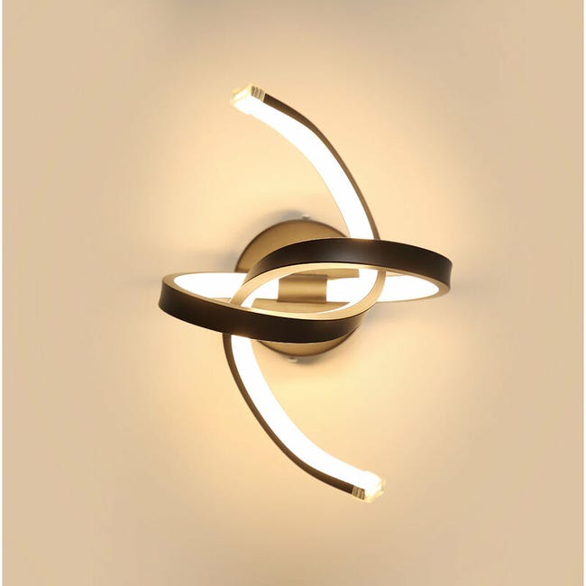 16-w-led-wandleuchte Mit Geschwungenem Design, Moderne Acryllampe Fürs Schlafzimmer, Schwarze Ausführung, Warmweißes Licht, Dekorativer Wandstrahler Für Den Innenbereich