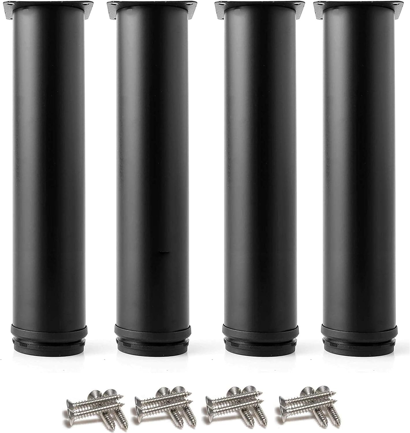 Verstellbare Möbelfüße Aus Edelstahl, 4 Schwarze Teile, Höhe 200 Mm, Verdickte Schrank- Und Tischfüße, Schrauben Inklusive, Verstellbereich 0-15 Mm.