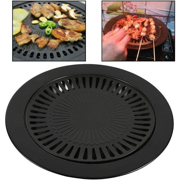 Koreanischer Antihaft-grill, Rauchfrei, Für Herdplatten, Tragbarer Grill Mit Korb Und Bratpfanne, 2er-pack, Schwarz