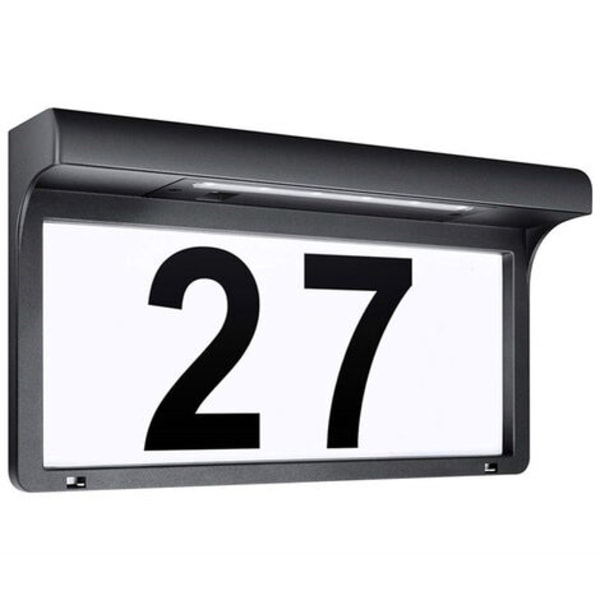 Modernes Schwarzes Metall-hausnummernschild Mit Solar-led-beleuchtung, Wasserfest Für Den Garten, Wasserdichtes Adressschild Für Den Außenbereich (22,5 X 17,5 Cm)