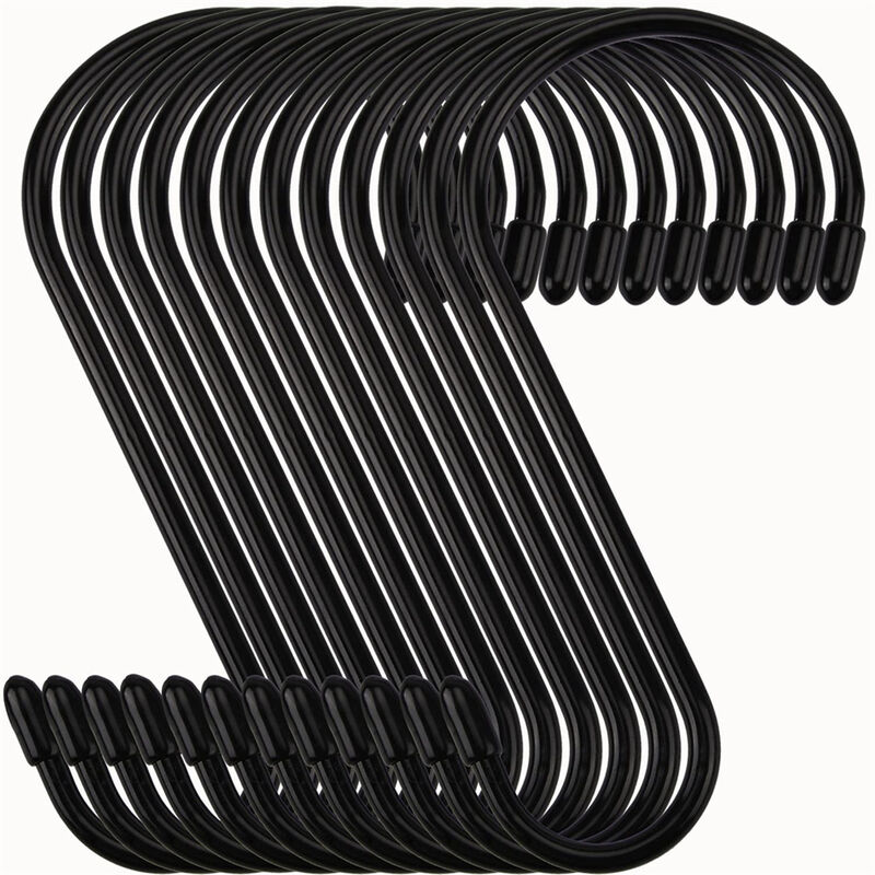 Set Mit 12 Schwarzen 15 Cm S-haken Aus Vielseitigem Metall, Wandhaken Für Küche, Bad, Wc Und Haushalt.