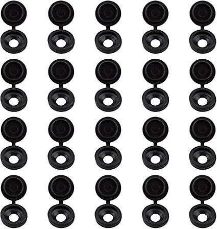 50 Schraubenabdeckungen, Schwarze Kunststoff-klappkappen, Staubdichte Gummikappen, Schnappkappen, Schwarz