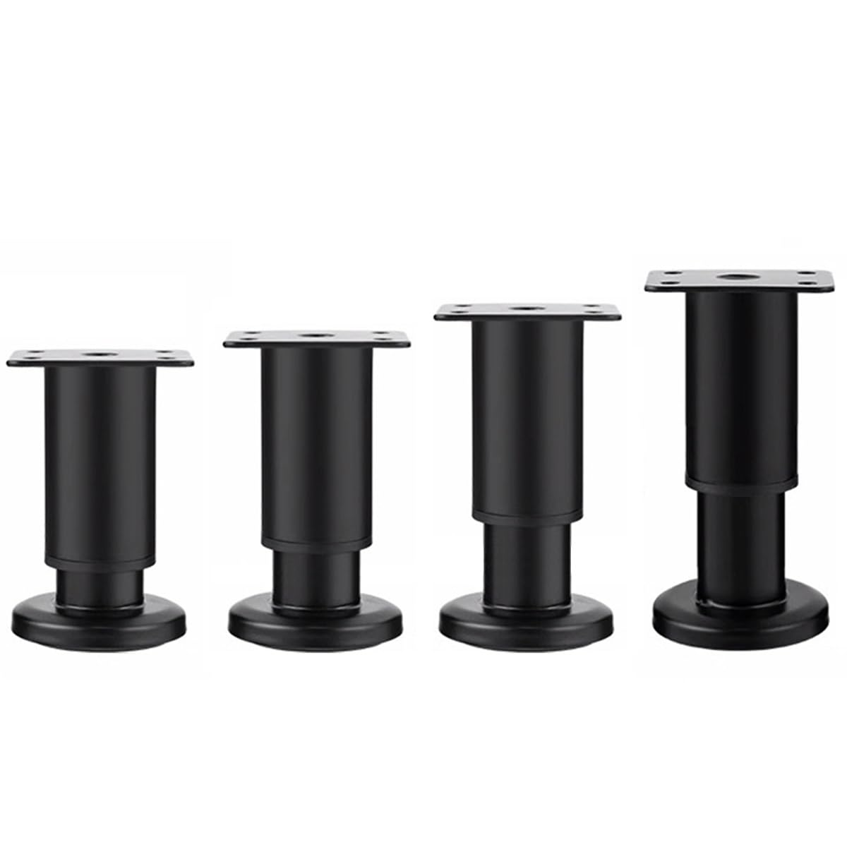 Verstellbare Metallbettbeine, 4er-set, Schwarze Möbelfüße Für Sofa, Tisch Und Badezimmermöbel, Bettgestellstützen Mit Schrauben, Höhe 25–42 Cm