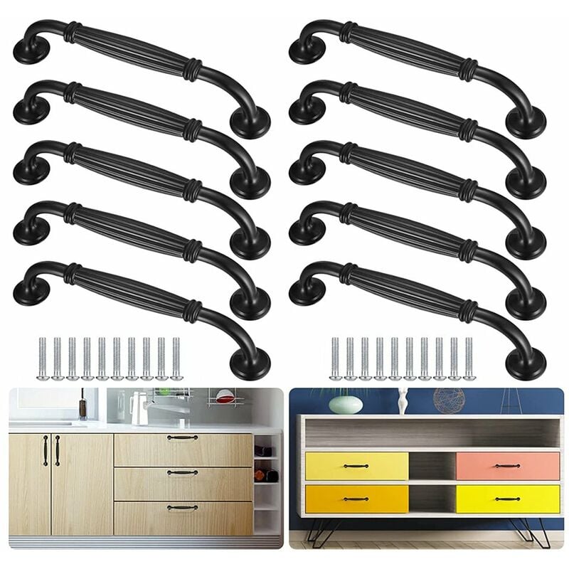Schwarzer 96-mm-schubladengriff – 10er-pack Griffe Für Schrank- Und Möbeltüren Inklusive Befestigungsschrauben