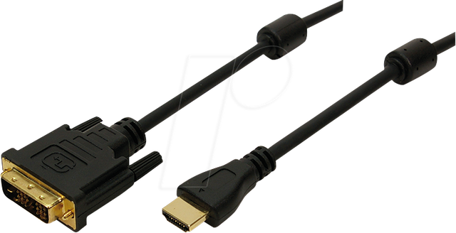 LOGILINK CH0013 - HDMI/DVI Kabel, 2x Ferrit, bidirektional, 1080p, 3 m