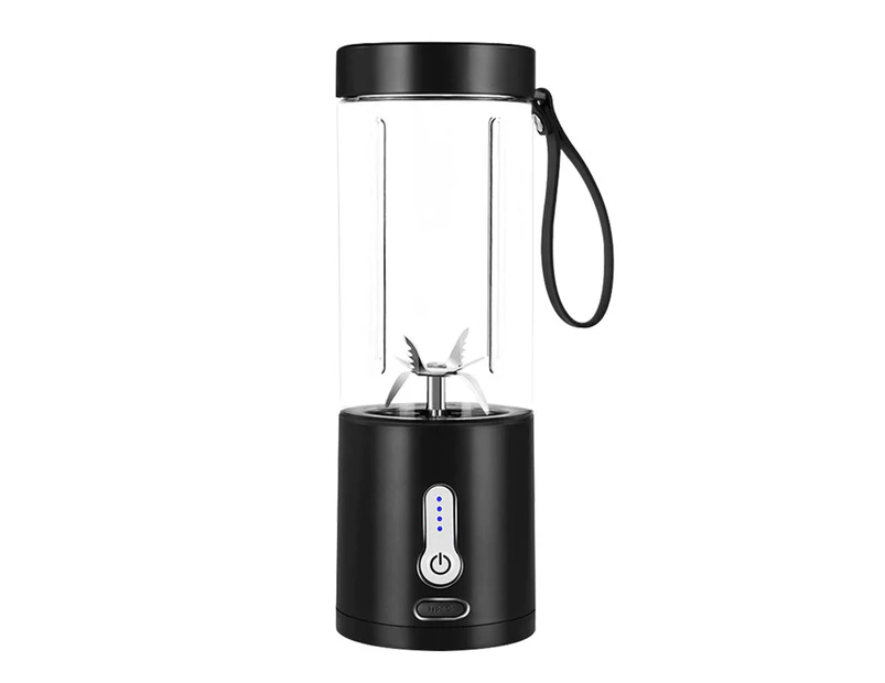 Wiederaufladbarer, Tragbarer Usb-standmixer Für Smoothies Und Säfte – Schwarz, Kabelloser Personal Blender, 6 Klingen, Reiseflasche, Ideal Für Fitness Und Büro