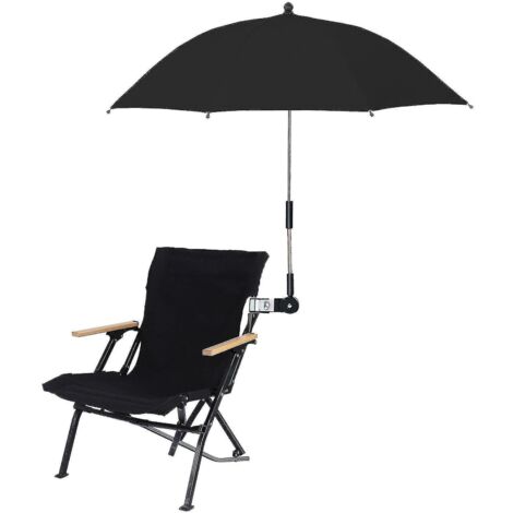 Universeller, Klemmbarer Sonnenschirm Für Stühle, 360° Drehbarer Strandschirm Mit Befestigungsclip, Schwarz