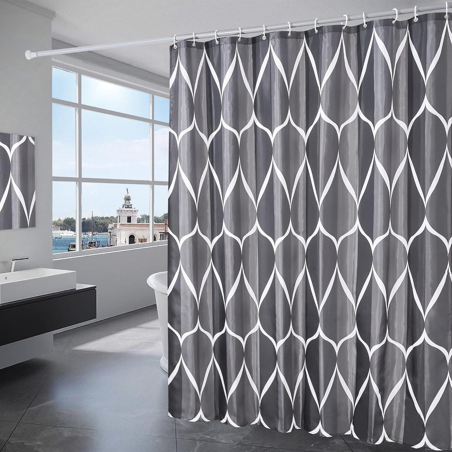 Schwarzer Duschvorhang 180x200cm, Wasserdicht, Aus Polyester, Maschinenwaschbar, Schimmelresistent