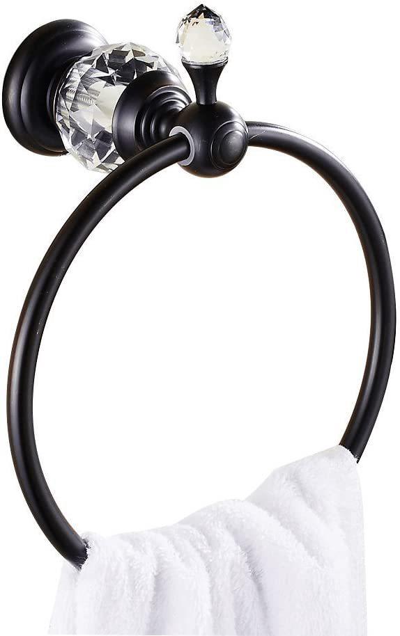 Wandmontierter Handtuchhalter Aus Schwarzem Chrom, Luxus-kristallkollektion, Wandmontierter Badehandtuchhalter, Elegante Schwarze Chromoberfläche, Premium-design, 1 Stück.