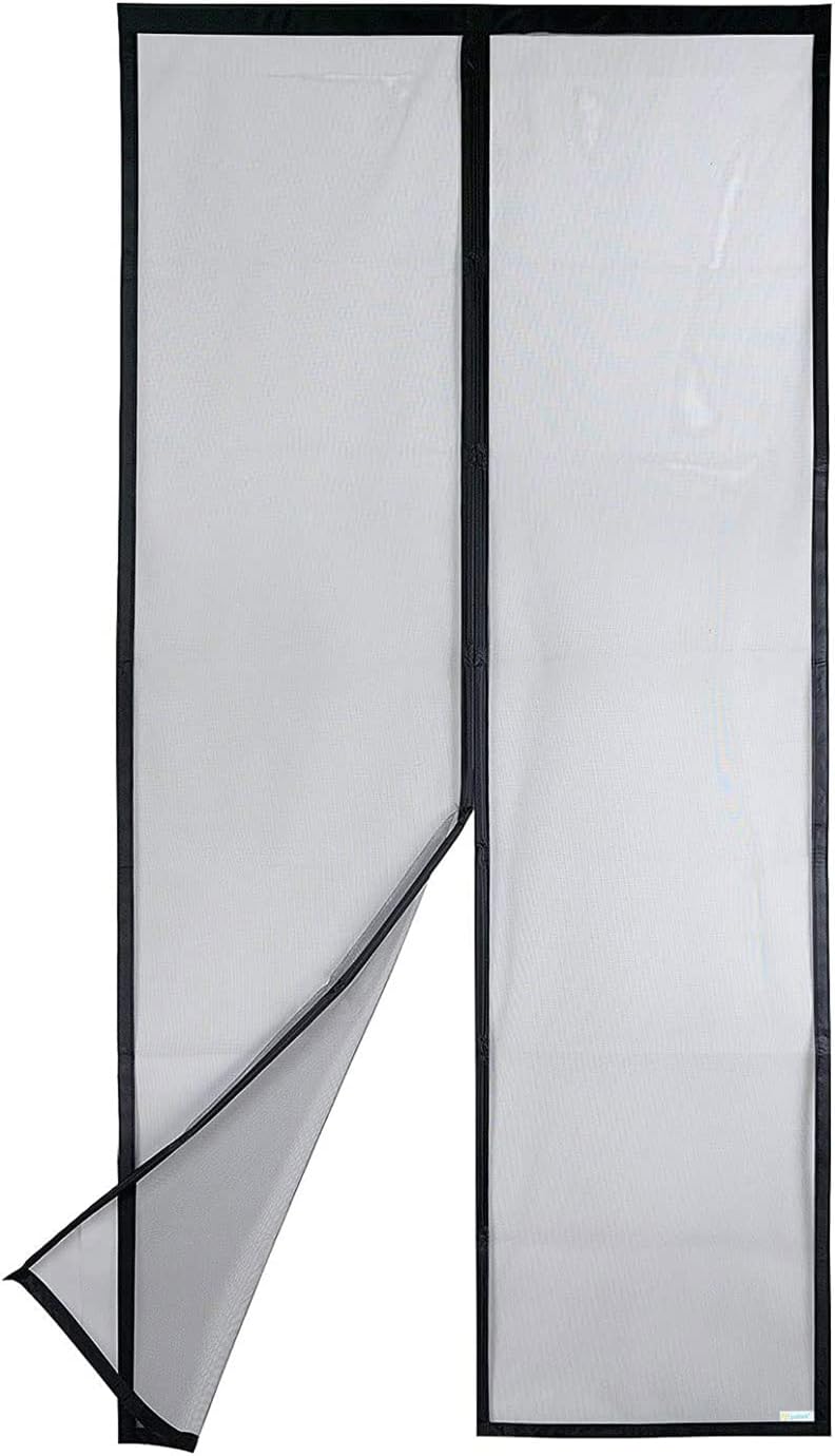 Magnetisches Moskitonetz Für Türen 120x210 Cm Schwarz – Extrem Widerstandsfähiges, Verstärktes Netzgewebe, Vollständiger Magnetverschluss Oben Und Unten, Selbstabdichtend.