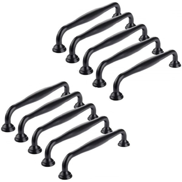 10 X Gebogene Türgriffe, Schubladengriffe Und Möbelgriffe, Schwarz (96 Mm Mittenabstand, Typ A)