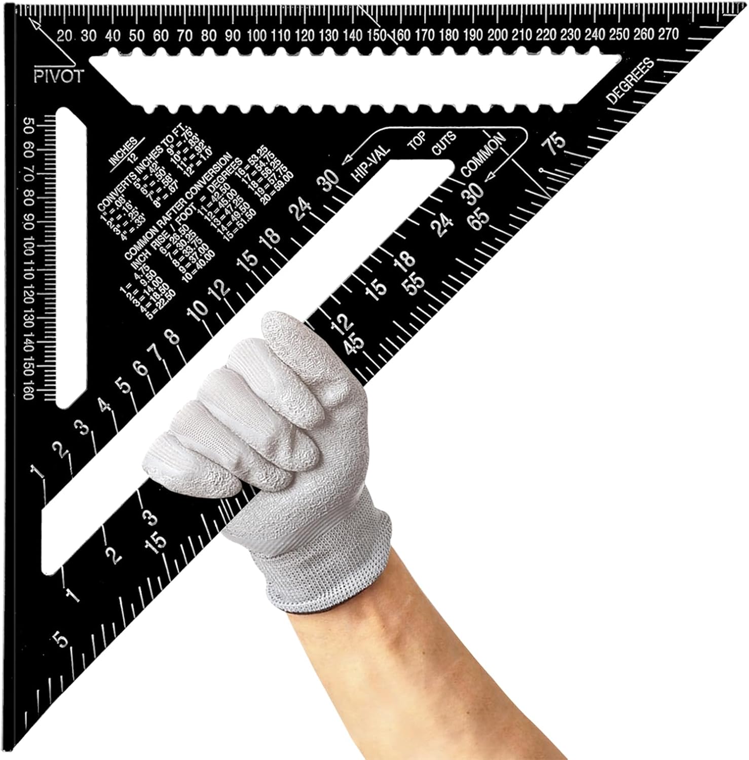 12 Pouces Equerre Menuisier En Alliage D'Aluminium, Regle Triangculaire Métrique Pour Mesure D'Angle Charpentiers Ingénieurs (noir)