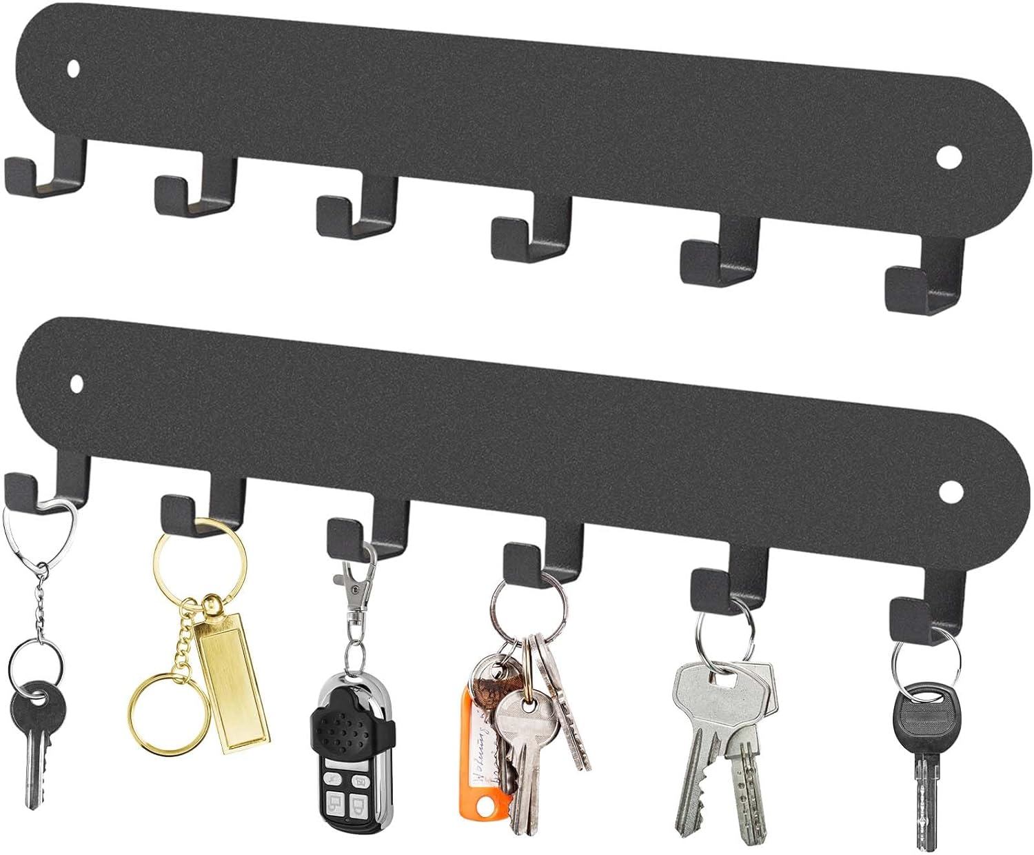 Pièces 6 Crochets Porte Clef Clef Mural Accroche, Sans Perçage, Boîte De Rangement Pour Clés Pour Entrée, Salon, Cuisine (noir)