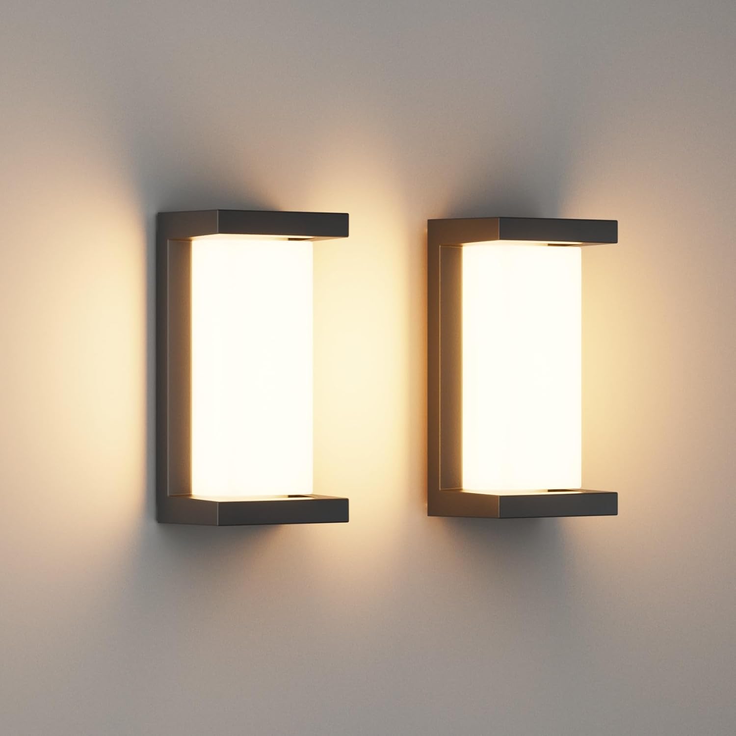 24w Led Extérieur Applique Murale, 3000k, Ip65 Imperméable Lampe Murale, Pour L'Intérieur, L'Extérieur, Le Patio Et Plus. Noir