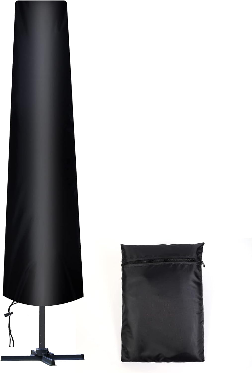 Abri Pour Parasol Droit Ø 300 Cm, Toile Oxford 210d, Housse De Protection Incluse, Résistant Aux Intempéries Et Aux Uv, Noir.